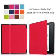 Voltear soporte plegable cubierta de cuero de la pu protege el caso delgado delgado piel para kindle oasis (2016 Puestos En Libertad) 6 pulgadas de la Tableta de La Cubierta de Accesorios
