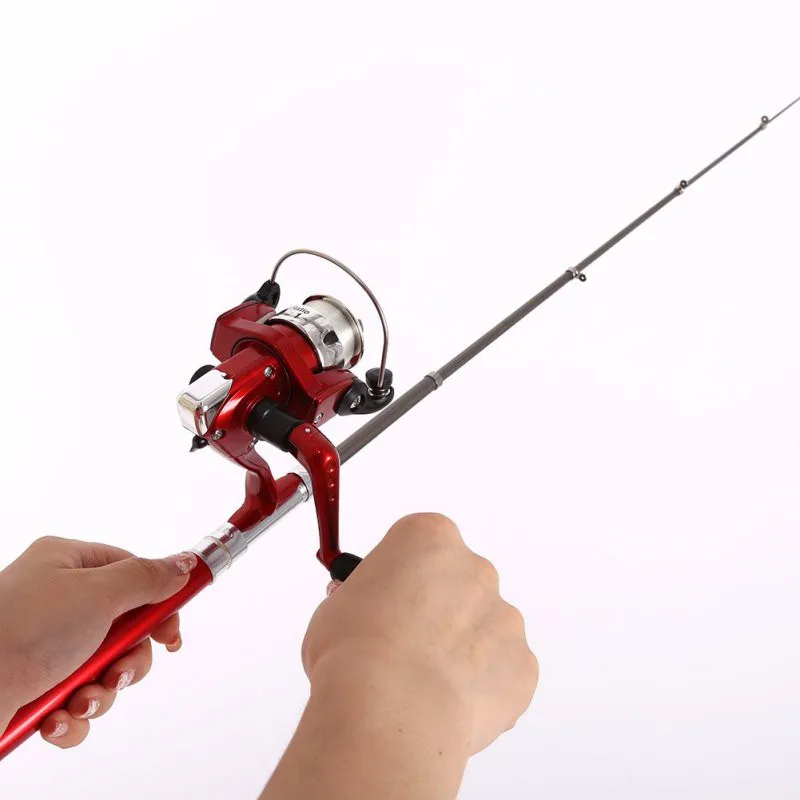 Vara de Pesca + Carretel ao ar Livre Mini Acampamento Viagem Arremesso Telescópica Bolso Caneta Forma Pesca Linha 5 Cheap Varas de pescar