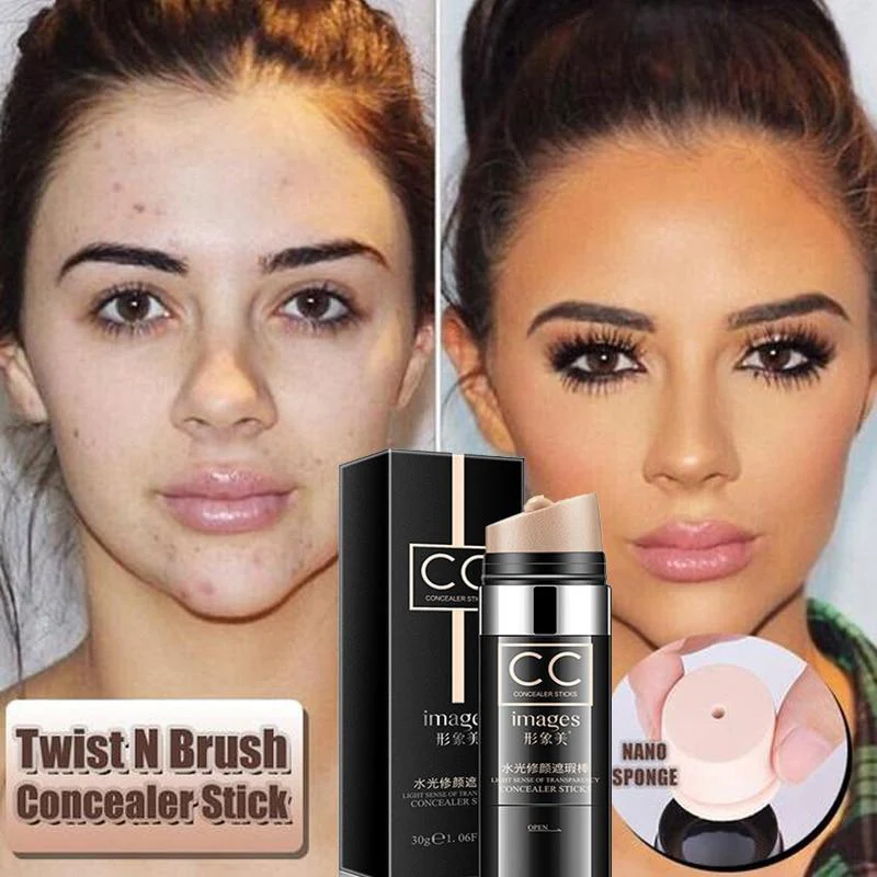 

Face Natural Air Cushion CC Moisturizing Foundation Makeup Cover Up Waterproof Whitening Twist N Brush CC Concealer Stick