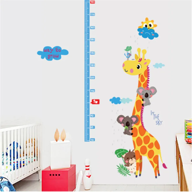 Diy Girafe Toise Mesure Stickers Muraux Decoration Murale De Bande Dessinee Animaux Parc Enfants Chambre De Bebe Decoration Aliexpress