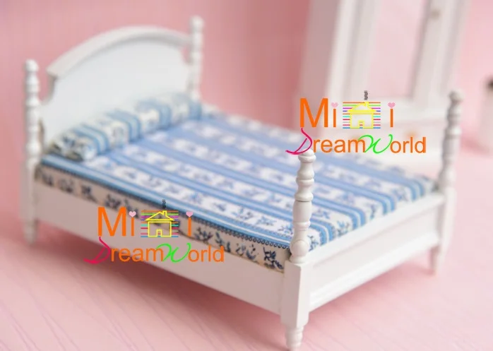 مصغرة الأثاث دمية مصغرة الملحقات الطازجة الأزرق الأبيض نوم 4 مجموعات جديدة! مصغرة الأثاث دمية مصغرة الملحقات الطازجة الأزرق الأبيض نوم 4 مجموعات جديدة!