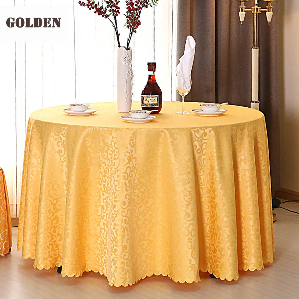  Multi Size Wedding Party Jacquard Polyester Fabric Solid Round Table Cloth Hotel Rectangular Tablec