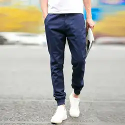 2018 новый мульти-карман Для мужчин модные однотонные Цвет тонкий Повседневное ботильоны-Длина карандаш брюки хлопковые брюки