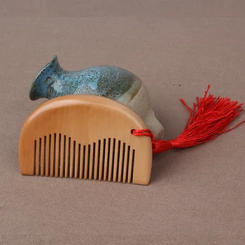 

ZGTGLAD 10pcs Hair Engraved Natural Health Peach Wooden Comb Anti-Static Beard Pocket