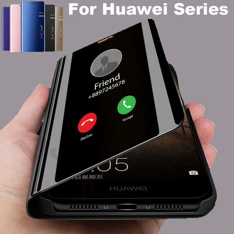 

Mate 20 Pro Mirror View Flip Case For Huawei P30 Lite P20 Pro Honor 10i 10 P10 Plus Nova 20i 20X 3 3i 3E 4E P Smart Stand Cover