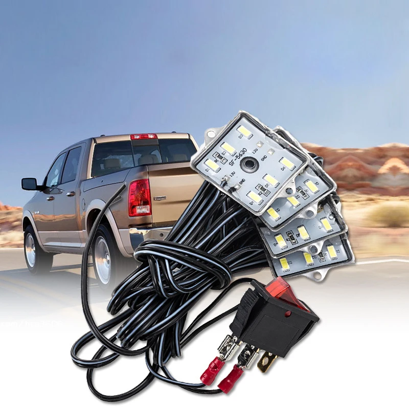

1 set Universal White Waterproof Support Flashlights LED Bed Light Rear Box Lamp Combination With 8 Block for Truck Van Pickup