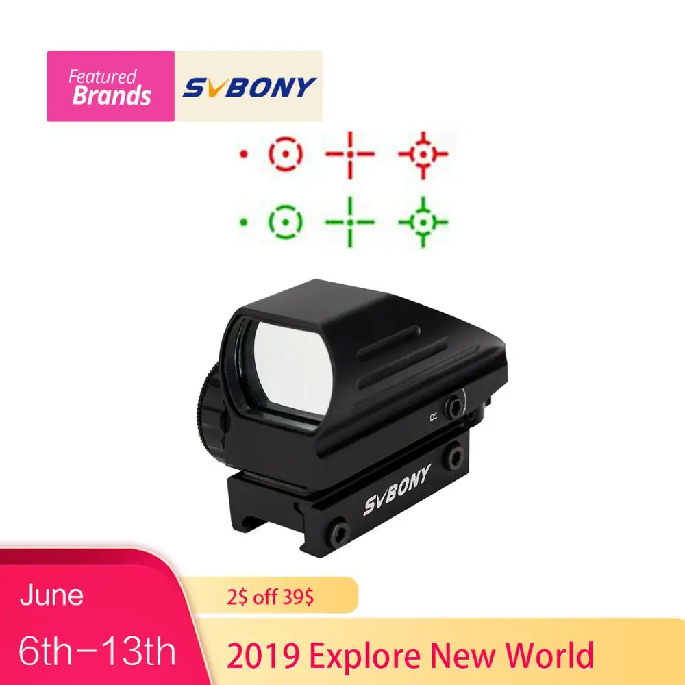 

SVBONY Riflescopes Tactical Red Green 4 Reticle Dot Reflex Optical Sight Scope F9129