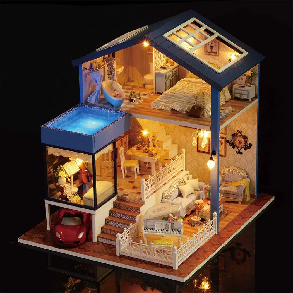 ESTINK DIY Миниатюра ручной работы кукольный домик Миниатюрный Кукольный дом с светодиодный свет