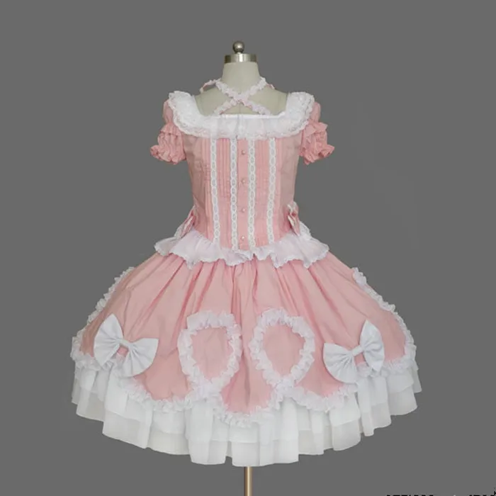 Аниме горничной косплей женщин Хэллоуин Косплей Лолита платье Викторианский готический шар платье принцессы день рождения танцевальный костюм - Цвет: Розовый