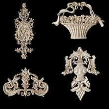 Vintage Floral Carved Wood Carved Corner Applique Wall Door Cabinet Furniture Decorative Figurines Wood Appliques for Furniture
