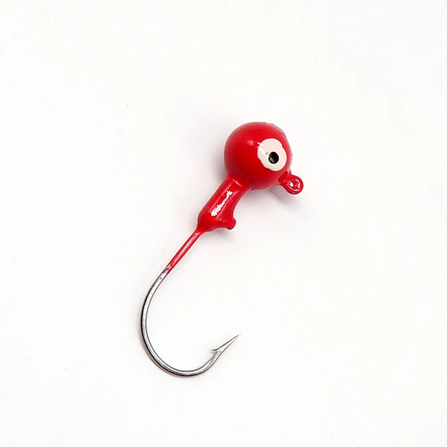 2 Pcs Jig Head Fishing Hook Red Lead Jig Hook Lead Round Head Fishing