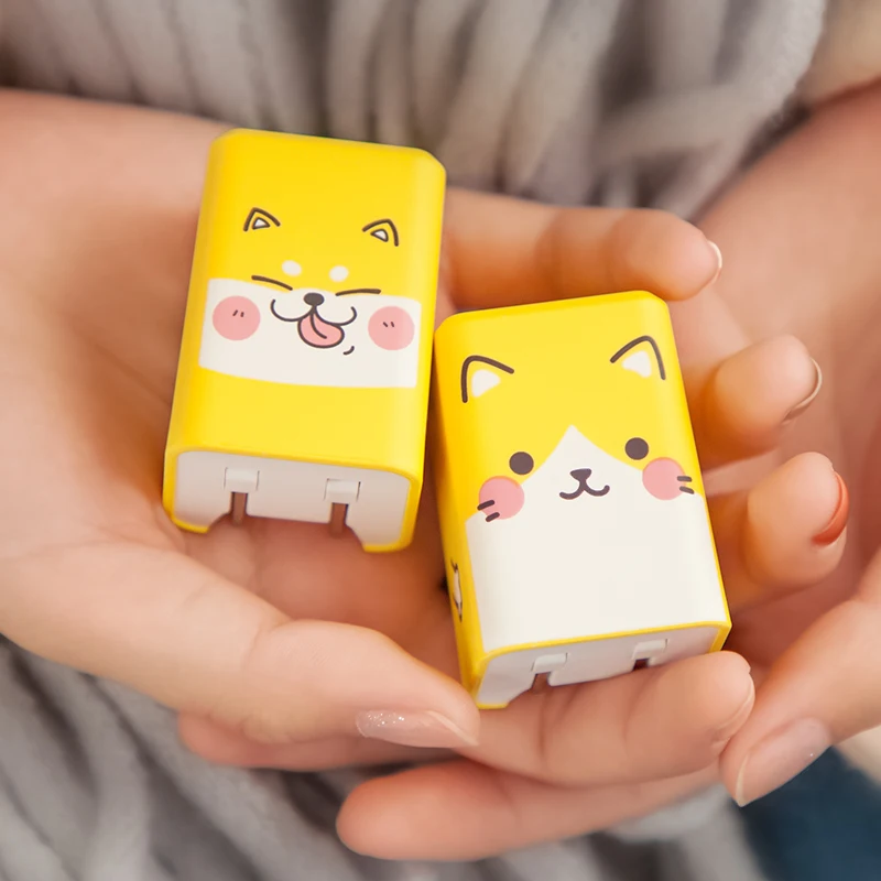 عصينا 5 V 2.1A المزدوج شاحن جدار مزود بمنفذ محول للهاتف المحمول شاحن لطيف الكرتون سريعة تهمة ل فون سامسونج Xiaomi