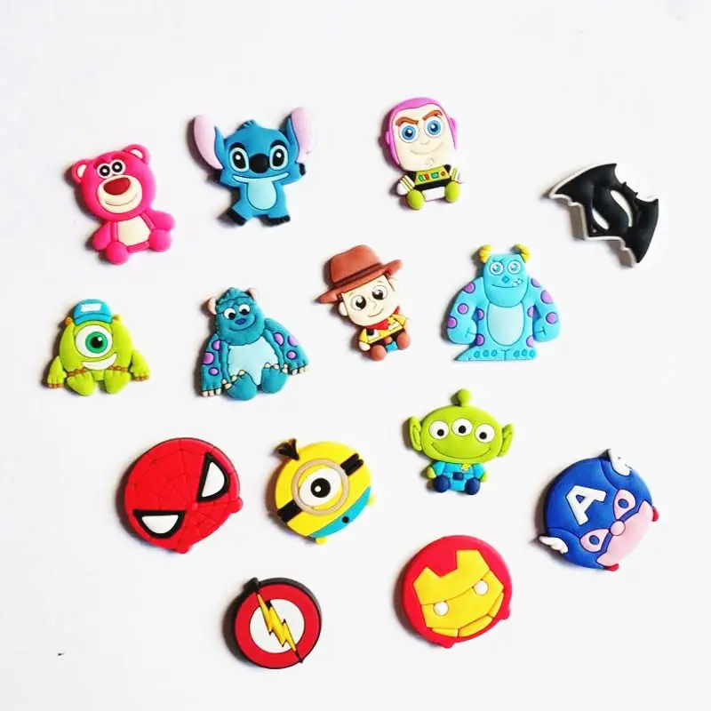 

50Pcs Cartoon Stitch Toy story super hero PVC Flatback Diy accessories for clog charms Decoration Crafts jewelry rings gifts