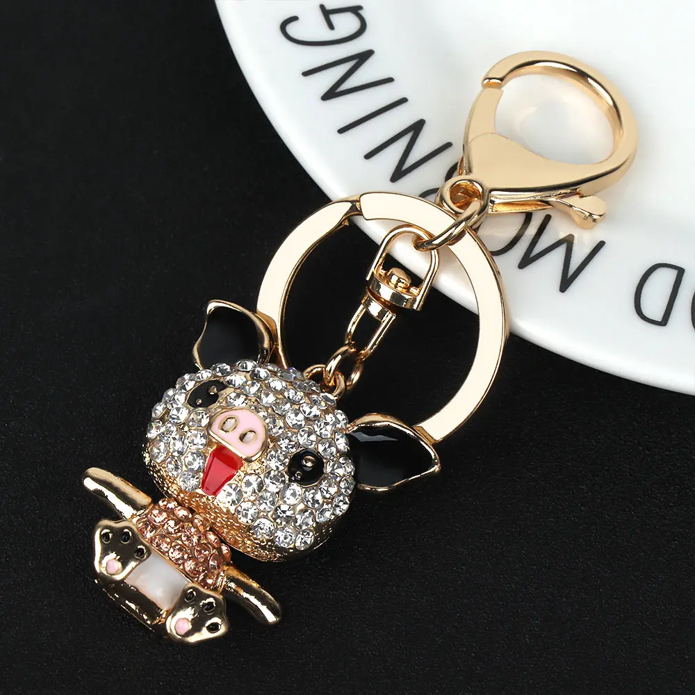

Pig Pendant Charm Keychain Key Holder Crystal Rhinestone Car Key Chain Men and Women Small Gift