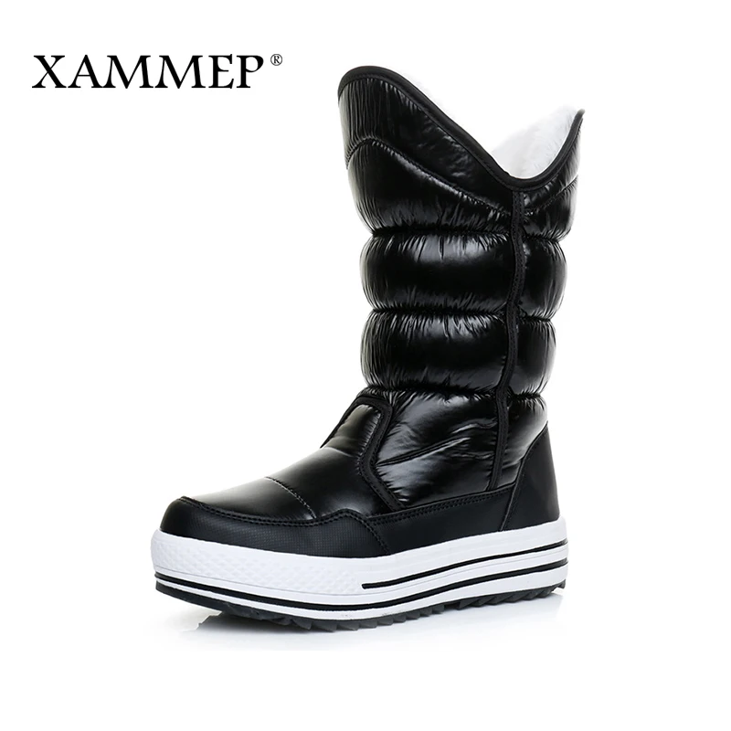 

Xammep Brand Women Winter Shoes Plus Big Size Knee High Boots High Quality Women Shoes Warmful Plush And Wool Women Winter Boots