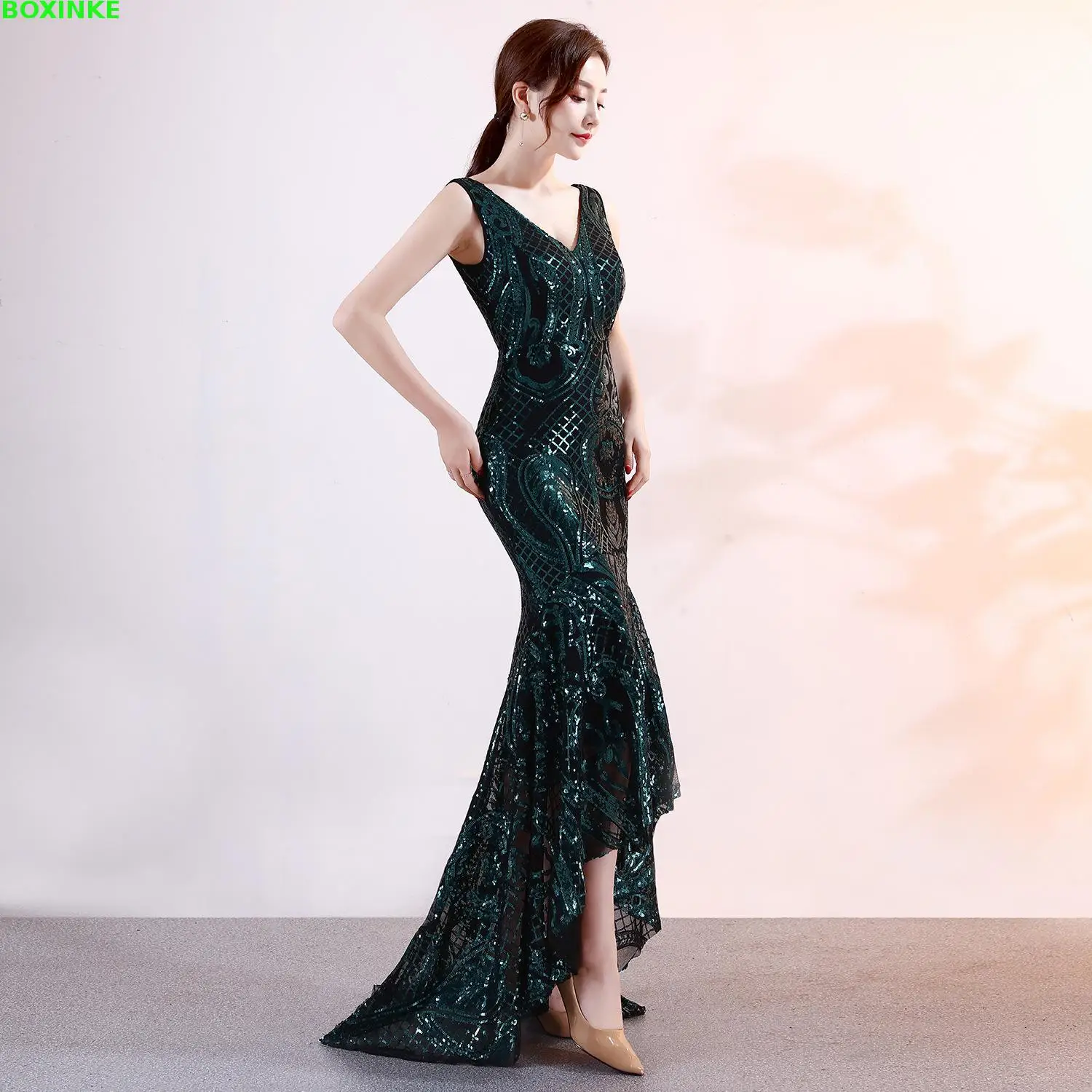 Vestido Longo размера плюс Сетчатое макси платье Новое Сексуальное вечернее с v