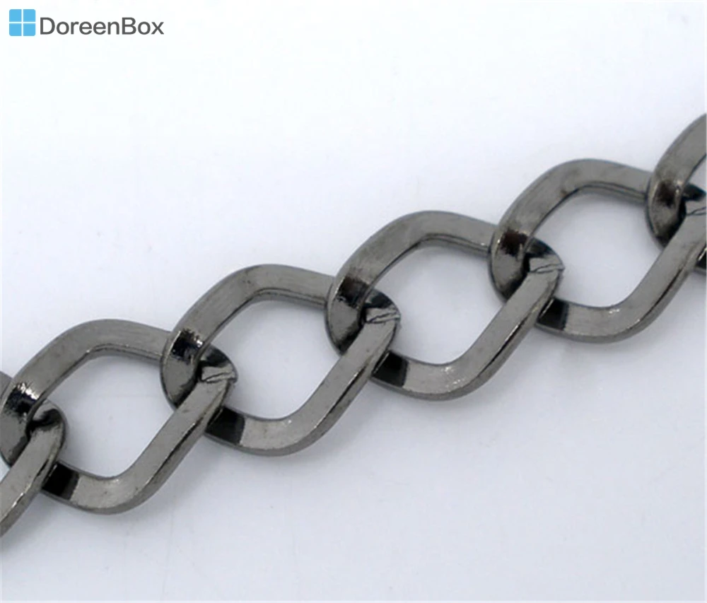 Doreen Box Lovely 4M Gunmetal квадратные панцирные цепи фурнитура 7x8 мм(B04713