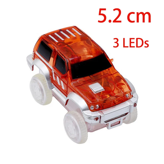 5,2/5,4 см волшебный светодиодный электронный игрушечный автомобиль, мигающий свет, детский подарок на Рождество, день рождения, игра с гоночными треками вместе - Цвет: 3 LED Lights