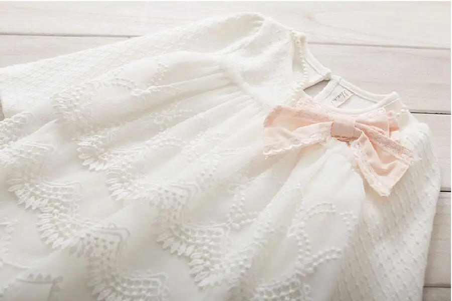 Платье для маленьких девочек одежда для маленьких девочек с длинными рукавами ТРАПЕЦИЕВИДНОЕ праздничное платье принцессы с вышивкой для выпускного бала белое От 0 до 2 лет