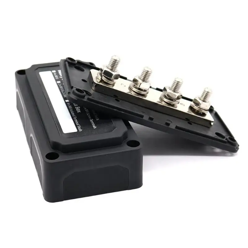 

VODOOL DC 48V 300A 4 Way Car Boat Bus Bar Power Distribution Box With 4xM8 Terminal Studs Vehicle Truck RV Cable Organizer Box