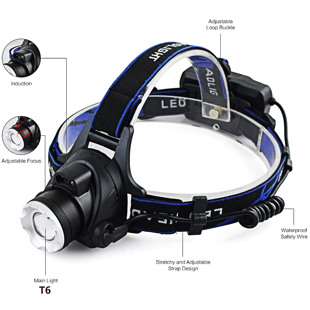 T6 L2 V6 LED Headlamp Rechargeable Sensor Zoom Headlight Running Camping Head Lamp/Light/Torch Lantern lampe frontale