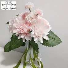 Perfectlifeoh розовый белый свадебный букет ручной работы Роза buque casamento Свадебный букет для украшения свадьбы