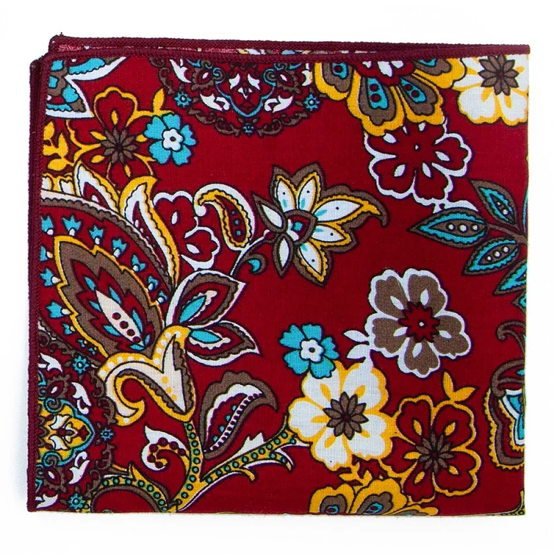 Хлопковый платок, новинка, 25x25 см, с цветочным принтом, Пейсли, карманные квадраты, модный винтажный костюм, карман, полотенце, носовой платок для мужчин
