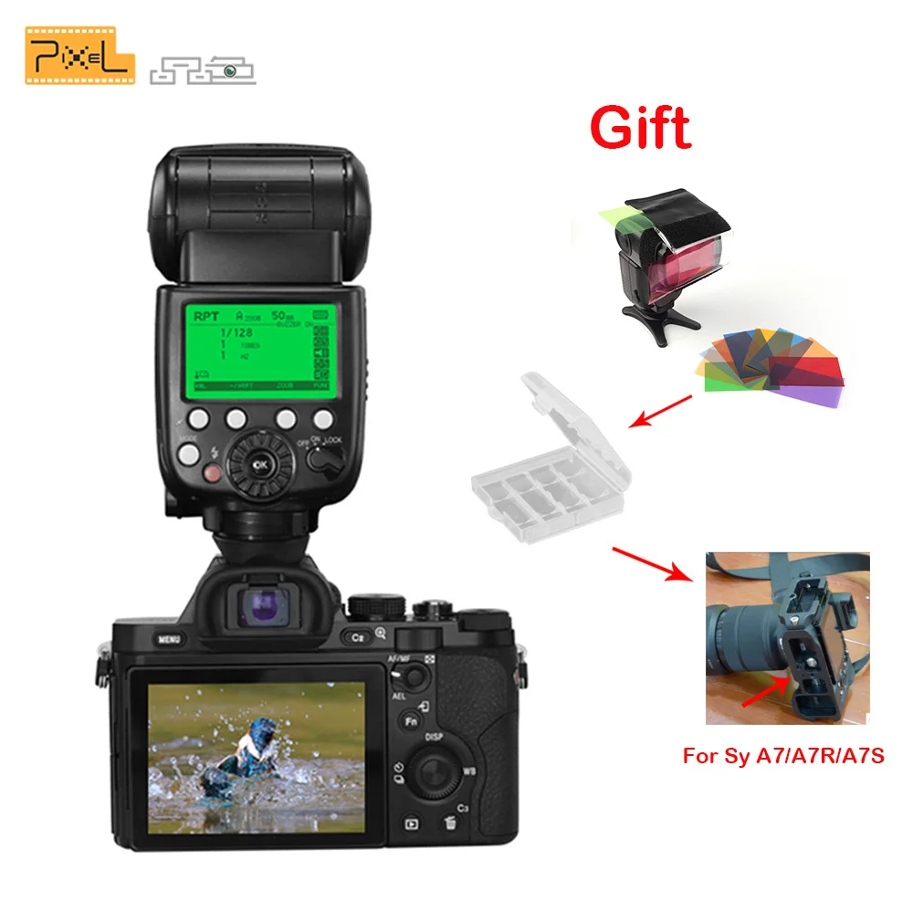 Pixel X800S Standard GN60 HSS TTL High Speed Sync Flashgun Flash Speedlite suit for Sony A7 A7S A7SII A7R A7RII A7II A6000 A6300
