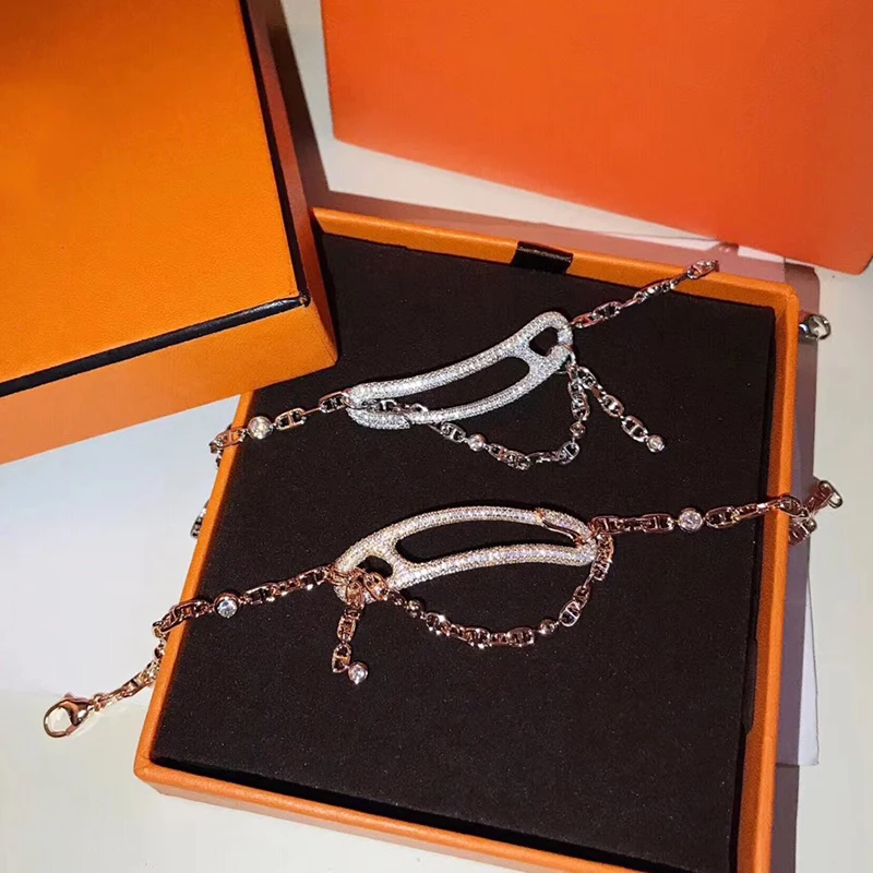 

Hot Brand Pure 925 Sterling Silver Jewelry For Women Big Pin Bracelet Lock Chain Bracelet 925 Silver Party Pin Bangle Jewelry