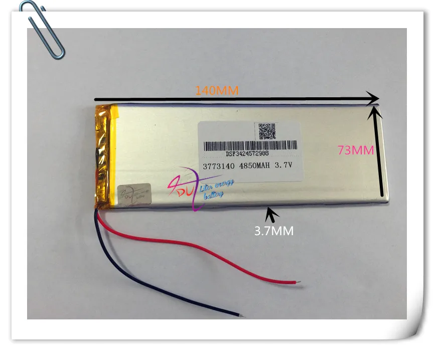 Wholesale 10 pcs 3.7V 4850mah 3773140 Polymer Lithium Li-Po Rechargeable Battery For GPS PSP DVD PAD E-book Tablet PC Power bank