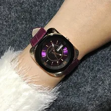 HK Марка 8156 Женщины Моды Часы Леди Люкс Натуральная Кожа Мужчины Подарок Квадратных Полноценно Календарь Кварцевые Наручные Часы