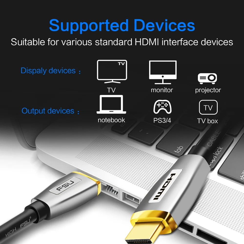 Кабель адаптер HDMI в 3D высокоскоростной кабель 4K с позолоченным разъемом 2 0 для