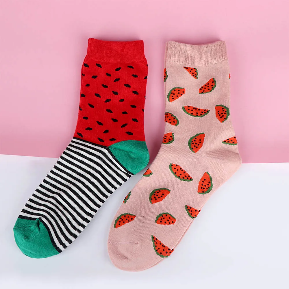 

1 Pair Unisex Creative Design Comfortable Lovely Short Socks Fashion Watermelon Pattern Two Style Winter Warm Cotton Socks