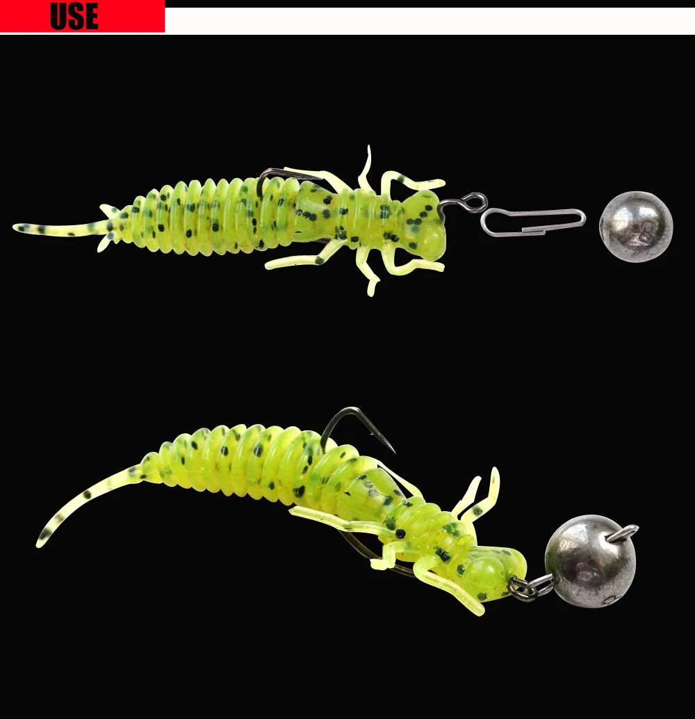 Rosewood Fishing Lure 6cm 1.4g Swimbaits Silicone Soft Bait Small Lifelike Larva Worm Jig Soft Bait Bass Trout Lure 10pcsLot  (3)