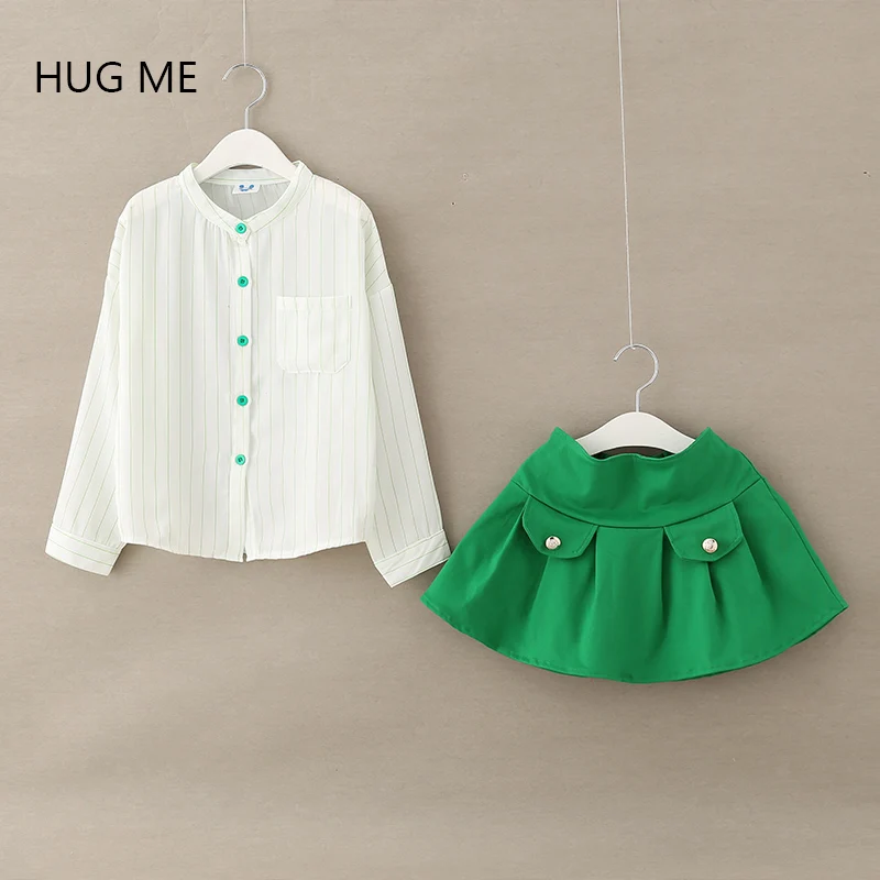 Children's Set Solid Long Sleeve Girls Clothes Cotton Toddler Girl