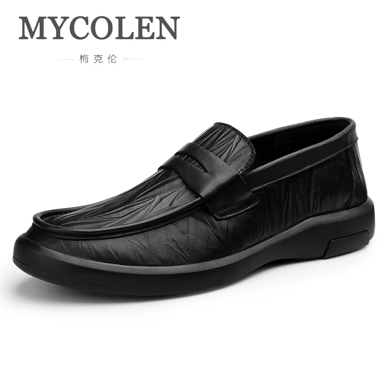 

MYCOLEN Luxury Brand Genuine Leather Men Shoes Casual Loafers Men Fashion Vintage Slip-On Moccasins Soft Driving Shoes Men Tenis