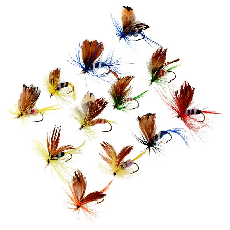 12Pcs/Set Insects Flies Fly Fishing Lures Bait High Carbon Steel Hook Fish Tackle With Super Sharpened Crank Hook Perfect Decoy