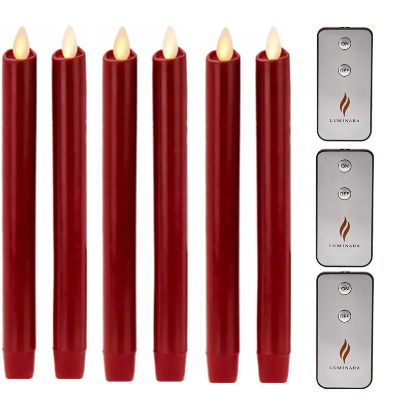6pcs Luminara Real Wax Battery Operated Flameless Moving Wick LED Taper