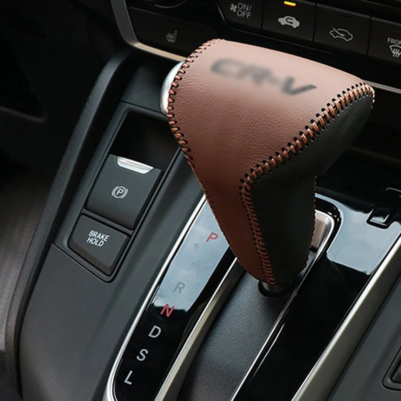 

Free Shipping High Quality Cowhide Top Layer Leather Automatic Gear Shift Collars Gear Cover For 2017 Honda CRV CR-V