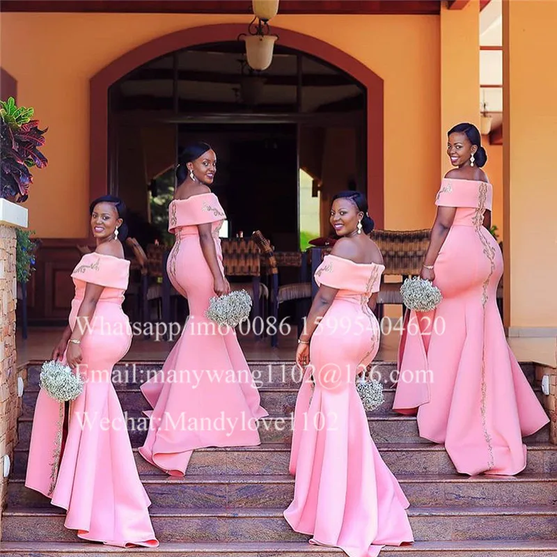 African Mermaid Bridesmaid Dresses Long 