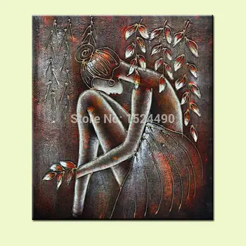 

Decorative Art Handmade Oil Painting On Canvas For Living Room Home Decor Wall Paintings Brown Background Sexy Woman Picture