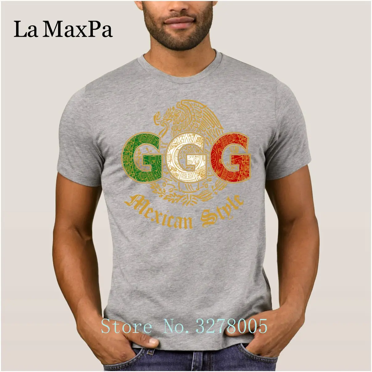 Бренд La Maxpa Графический Ggg мексиканский стиль Футболка Солнечный свет Мужская
