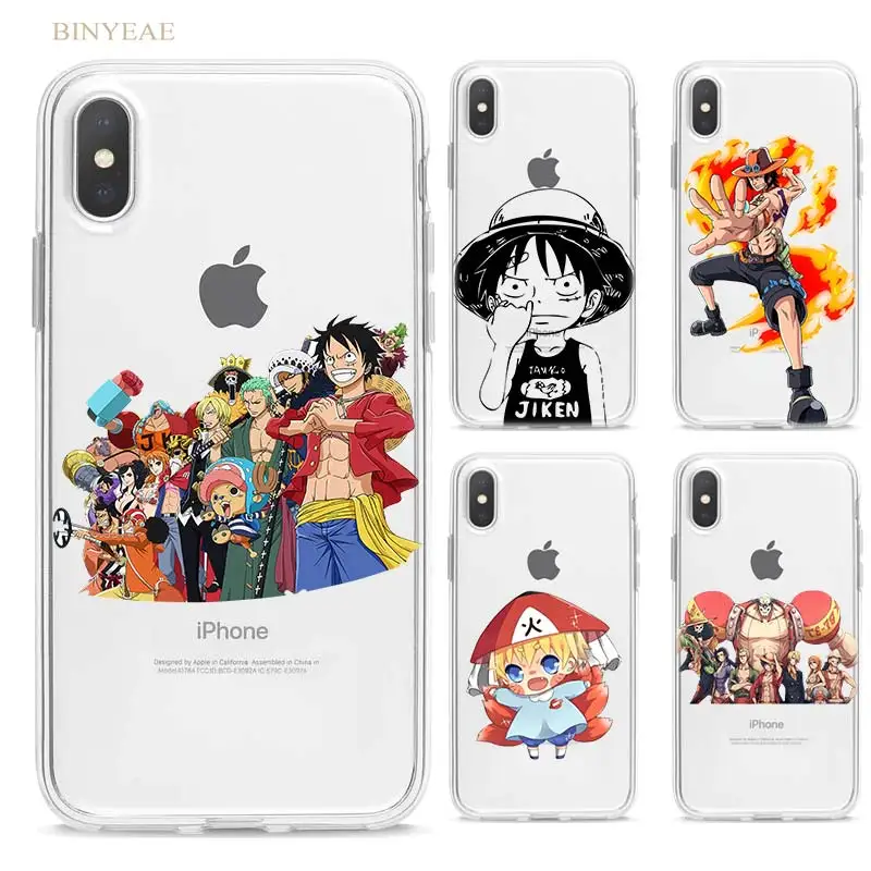 

BINYEAE One Piece Monkey D Luffy Naruto TPU Case Cover for iphone XR XS Max 5 5SE 5C 6 6S 7 7S 8 Plus X 10 Silicone Transparent