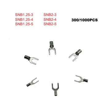 

300/1000pcs Spade bare cord end terminals Electrical crimp terminal naked wire connector SNB1.25-3~2-5 cable ferrules 22-14AWG