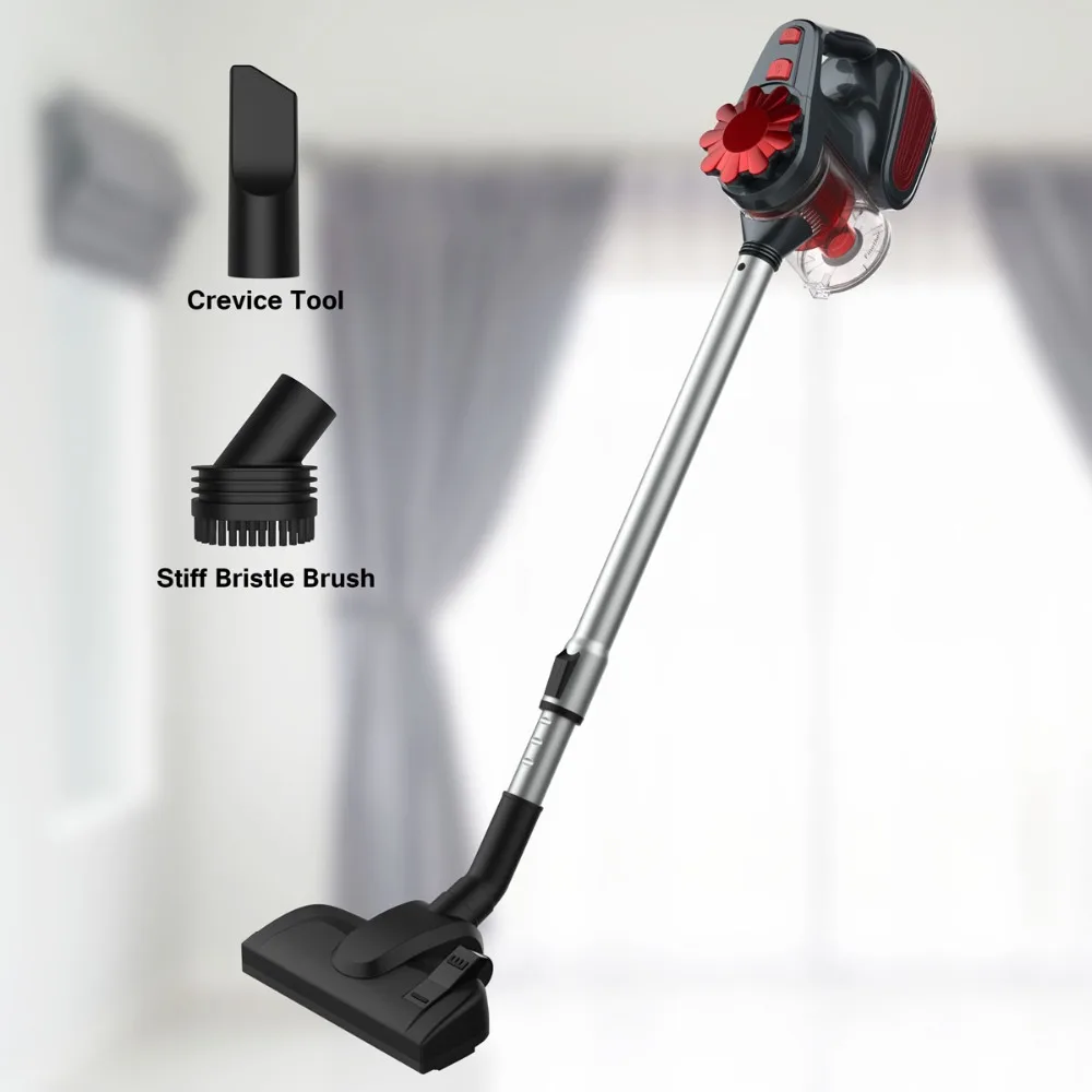 

Handheld Bagless Vacuum Cleaner Floor Mop with 5 Attachments and Extension Tube for Multiple Surfaces, Lightweight & Corded