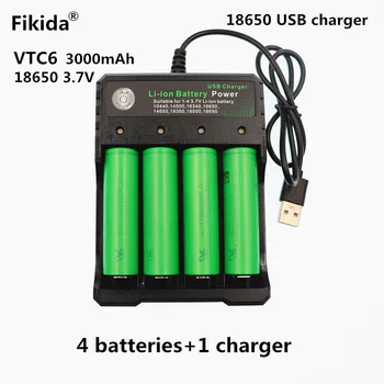 

Daweikala 18650 VTC6 3.7V 3000mAh 18650 rechargeable battery for Electronic Cigarette 18650 VTC6 30A discharge+1pcs charger