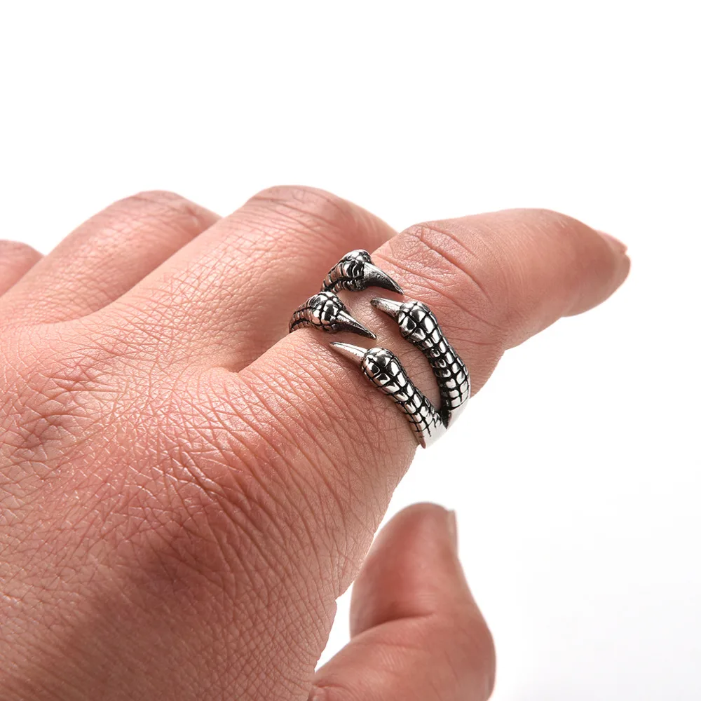 

Dragon Claw Ring Punk Rock Stainless Steel Mens Biker Rings For Men Silver Color Vintage Gothic Jewelry