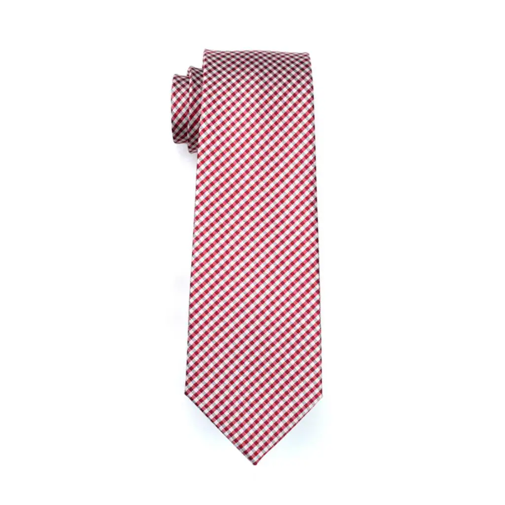 Dh-1037 Для мужчин s галстук красный плед галстук шелк жаккард Галстуки для Для мужчин Бизнес Свадебная нарядная одежда, Бесплатная доставка