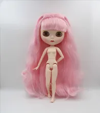 Blygirl,Blyth doll,Pink curly hair, 1/6 nude doll, 19 joint body, new face shell doll, can make up for her, wearing clothes toy gift free shipping 30cm doll 1 6 nude factory blyth doll 230bl1319 mint straight hair white skin joint body neo