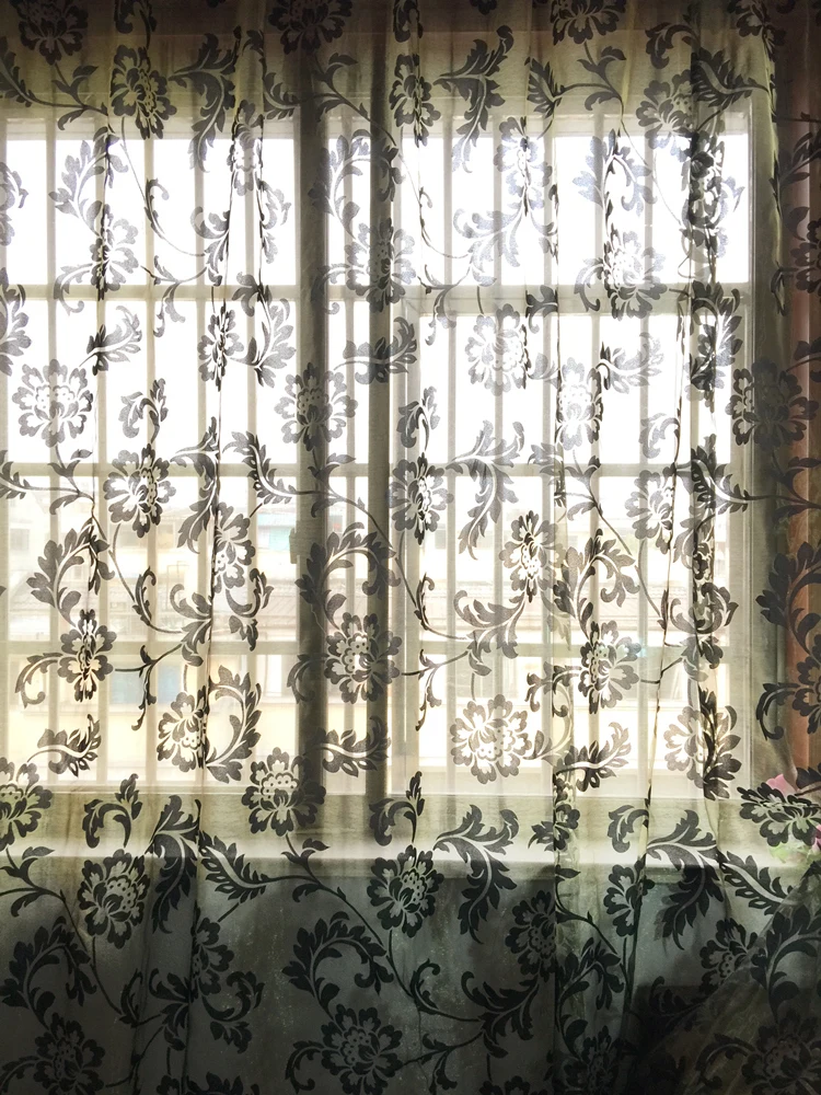 

Fashion flowerEmbroidery curtain Custom made finished curtain window tulle curtain living room Window screening Home Decoration